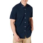 Amazon Essentials Men's Regular-Fit Short-Sleeve Pocket Oxford Shirt, Navy, Large