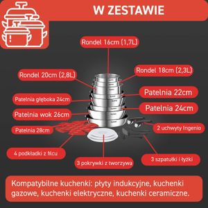Tefal Ingenio 20-Piece Stainless Steel Cookware Set
