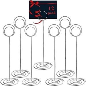 LATERN 12 Piezas Titulares de Números de Mesa, 22CM Tarjetero Alt Soportes de Alambre para Cuadros Por Lugar Menú Notas Nombre Tarjetas en Boda Fiesta Recepción Restaurante Hogar Oficina (Plata)