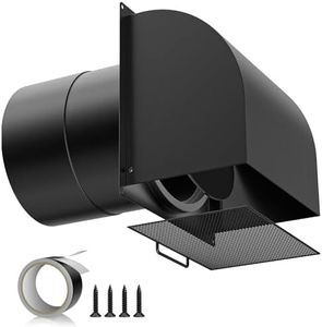 [Upgraded] Hon&Guan 6 Inch Hooded Wall Vent with Removable Mesh and Cover, Arc-Shaped 6'' Exhaust Vent Cover Cap for Kitchen Range Hood/Dryer/Bathroom Exhaust(Galvanized Steel, Black)