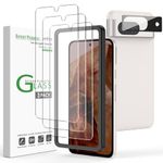 amFilm (3+1 Pack) Compatible with Google Pixel 8A Tempered Glass Screen Protector, with Easy Installation Frame, Anti Scratch, Bubble Free, Case Friendly, Ultrasonic Fingerprint Compatible