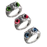 4Pcs Eye Owl Finger Ring Set for Men Women Retro Animal Rings Adjustable Stainless Steel Owl Rings for Teen Boys Girls