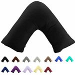 TAOSON 100% Cotton 300 Thread Count Soild Envelope Style V Shaped / Tri / Boomerang Standard Pillow Case Cushion Cover Only Cover No Insert (Black)