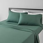 Amazon Basics Lightweight Super Soft Easy Care Microfiber Bed Sheet Set with 14-Inch Deep Pockets - Full, Emerald Green