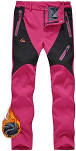 JHMORP Women's Winter Snow Ski Pants Waterproof Windproof Softshell Fleece Snowboard Outdoor Hiking Pants (Rose Red,CA M)