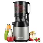 Cold Press Juicer, Fretta Slow Masticating Machines with 135mm&1.8L Chute, Fit Whole Fruits & Vegetables, Easy Clean,Self Feeding Juicer with High Juice Yield, BPA Free Tritan 250W (Grey)