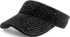 XYIYI Black Bling Rhinestones Sport Sun Visor Hats Adjustable Summer Cap Visor Caps for Women Girls