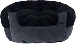 CARESFUL Dog Beds for Dogs & Cat Beds for Indoor Cats, Machine Washable Soft & Plush Calming Dog Bed, Round Pet Beds for Indoor Cats, Warming & Cooling Bed (Medium Black)