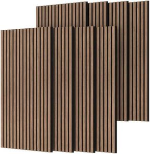 TONOR 8-Pack Wood Slat Panel, Acoustic Panels for Wall, 47.2"x23.6" - 61.88sq.ft. Wooden Soundproof Wall Panels for Interior Decor and Noise Cancelling, for Studio, Home, Bedroom, Office, Walnut