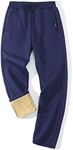 Gihuo Men Sweatpants Sherpa Fleece Lined Sweatpants Winter Thermal Active Outdoor Sports Track Jogger Pants (Navy-M)