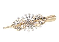 Trendy Works 1 Piece Crystal Rhinestone Long Banana Metal Hair Clip Hair Pin Hair Accessories For Women, Girls (Golden)