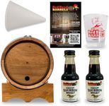 Red Head Barrels 2-Liter Charred American White Oak Whiskey Barrel with Kentucky Bourbon Flavoring Essence, DIY Oak Wood Barrel Homebrew Kit, Comes with a Shot Glass