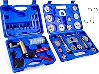 Orion Motor Tech 2 in 1 Brake Caliper Compression Tool & Brake Bleeder Kit, Handheld Vacuum Pump Brake Bleeder Tool Set, Disc Brake Pad Service Tool with Thrust Bolt Retaining Plates & 18 Adapters