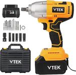 VTEK Brushless Impact Wrench 1/2 Inch Chuck,Max Torque 700N.m Cordless Impact Wrench 515 ft-lbs,Impact Gun for Car Tiers