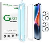 [2+2 Pack] amFilm OneTouch Compatible with iPhone 14 2022 (6.1", 2022) Tempered Glass Screen Protector and Camera Lens Protector, Edge to Edge Full Coverage with Easy Installation Kit