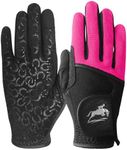 FINGER TEN Womens Horse Riding Gloves Premium Equestrian Horseback Gloves for Ladies, Mesh Breathable Lightweight Comfortable Grip Summer Color Pack (Pink, Medium)