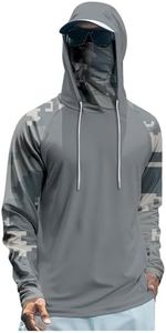 Fishing Hoodies for Men with Face Mask Camouflage Long Sleeve Sun Shirts UV Protection Sunshirt Quick Dry Hiking Clothes Breathable Sun Protection Clothing Men Construction Workwear Summer Hoodies