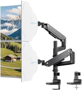 Heavy Duty Dual Monitor Stand for 17-49 inch Screens up to 44 lbs - Premium Aluminum Gas Spring Dual Montior Arm, Full Motion Dual Vertical Monitor Mount with Clamp and Grommet Mounting Base