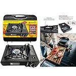 MARKSMAN Portable GAS COOKER Butane Camping Stove FREE Carry Case BBQ Outdoor Indoor Kitchen Hiking Single Burner Caravan House Party Boating Fishing Cookware Garden Patio Picnic Cooking Refills UK