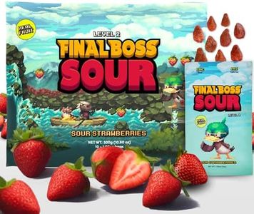 Final Boss Sour, Extremely Super Sour Gummy Candy, Strawberry, LvL 2, (1.06 Ounces Bags, 10 Bags) - Gummies Made with Dried Fruit, Free of Artificial Colors, Low Calorie Healthy Snack for Kids & Adults