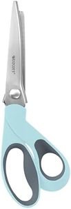 Westcott Pinking Shears for Fabric Cutting, 9.5" Titanium-Bonded ZigZag Edge, Soft Handle Scissors with Bent Handle for Crafting, Sewing, Quilting