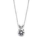 Mariell Genuine Platinum Plated Round-Cut 2 Carat Cubic Zirconia Necklace Pendant - Adjustable Length