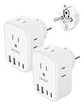 LENCENT 2 Pack Germany France Travel Power Adapter, Schuko Type E/F Power Plug Adaptor with 4 USB Ports(2 Type C),4 Outlet Converter, US to EU Spain Franch German Norway Iceland Korea, Cruise Approved