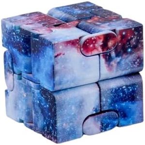 Sipobuy Infinity Cube Mini Hand Held Finger Fidget Puzzle Toys Alivio De La Ansiedad Y El Estrés para Adultos Niños Agregar TDAH Buen Regalo Matar El Tiempo Y Divertirse Magia (Galaxia Azul Claro)