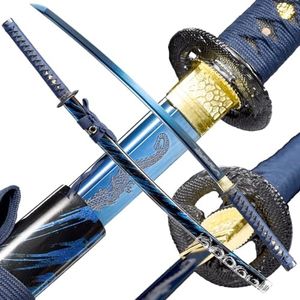 Zhangswords Samurai Katana Sword Handmade 1095 High Carbon Steel Japanese Real Katana Sword Full Tang Razor Sharp (1095-Black Dragon)