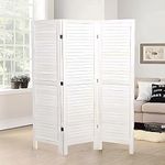 WoodCraftia Wooden Room Divider Partition - Foldable Wood Screen Separator for Living Room, Bedroom, Office, Restaurant || Patti Design, White (3 Panel)