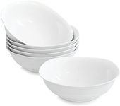 MALACASA Bowls Set of 6, 560ML 6.6" Salad Bowl Soup Bowl Cereal Bowl Noodle Bowl Dessert Bowls Porcelain Rice Bowl White Bowls Small Breakfast Bowls, Series Elisa