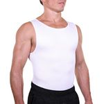 Esteem Apparel EliteSlim Men's Compression Shirt to Hide Gynecomastia Moobs Abs Chest Stomach Slimming Shapewear (White, X-Large)