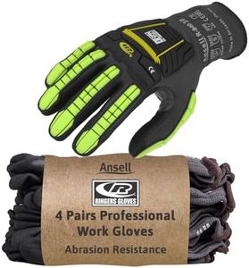 Ansell Ringers R840 Professional Work Gloves, Abrasion Resistant Nitrile Coating with Firm Grip, Multipurpose Protection Gloves, Mechanical and Industrial Safety, Black, Size L (4 Pairs)