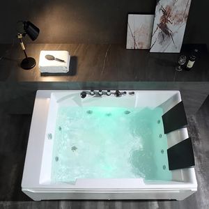 Empava 2 Person Whirlpool Bathtub 72 inch Light Jets Tub, White