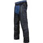 Dream Apparel Black Leather Motorcycle Riding Chaps for Men Women W/Liner and Four Pockets, Cowboy Biker Chaps Pants, 01 - Black Chaps With Removable Liner, Large