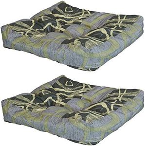 Sunnydaze 20-Inch Square Tufted Indoor/Outdoor Patio Cushions - Set of 2 - Modern Jazz