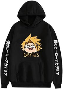 NBYS Unisex Anime Boku No Hero Academia Hoodie Sweatshirt MHA Kaminari Denki Print Jumper Top A-Black M