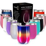 CHILLOUT LIFE 12 oz Stainless Steel Tumbler with Lid & Gift Box | Wine Tumbler Double Wall Vacuum Insulated Travel Tumbler Cup for Coffee, Wine, Cocktails, Ice Cream - Rainbow Tumbler