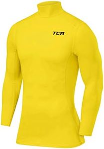 TCA Pro Performance T-Shirt de Compression Couche de Base Manches Longues pour Le Sport Tee-Shirt Thermique Homme - Jaune, L