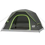 CAMPROS CP Tent 4 Person Camping Tents, Waterproof Dome Tent with Rainfly, Large Mesh Windows, Wider Door, Easy Setup, Portable with Carry Bag