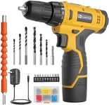 FADAKWALT Cordless Drill Set,12V Power Drill Set with Battery and Charger, Electric Drill Driver/Drill Bits, 3/8'' Keyless Chuck,21+1 Torque Setting, 180 inch-lbs, with LED Electric Drill Set (Yellow)