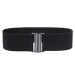 Syuer Womens Wide Elastic Waist Belt Cinch Belt Trimmer Stretch Waistband (L-XL (30"-36"), Black (Black Buckle))