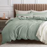 Bedsure Cotton Duvet Cover Queen - 100% Cotton Waffle Weave Sage Green Duvet Cover Queen Size, Soft and Breathable Duvet Cover Set for All Season (Queen, 90"x90")