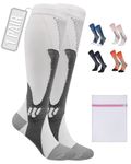 361 RELIEF 1 Pair Copper Compression Socks for Women & Men - Ideal for Running, Travel, Pregnancy, 15-20 mmHg, S/M, White, Includes Laundry Bag