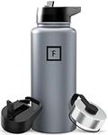 IRON °FLASK Sports Water Bottle - 32 Oz 3 Lids (Straw Lid), Leak Proof - Stainless Steel Gym & Sport Bottles for Men, Women & Kids - Double Walled, Insulated Thermos, Metal Canteen