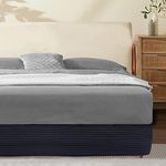 Marquess Quilted Bed Skirt 15 inch Drop Fancy Collection Easy Fit Thick Wrap Around Bed Skirt King Size Navy Bed Skirt- Ultra Soft, Fade and Wrinkle Resistant Box Spring Cover(Navyt Stripe, King)