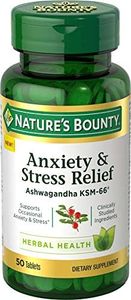 Nature's Bounty Anxiety and Stress Relief, Contains Ashwagandha and L-Theanine For Occasional Anxiety and Stress*, 50 Tablets