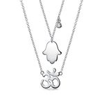 Personalize Amulet Talisman Yoga Sanskrit Symbol Hamsa Hand Of God Aum Om Ohm Pendant Necklace For Women For Teen .925 Sterling Silver