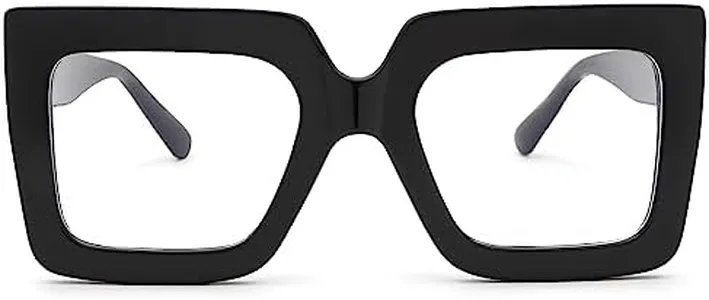 Pro Acme Blue Light Blocking Glasses Big Square Thick Frames Fake Glasses for Women(A01 Black)