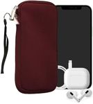 kwmobile Neoprene Phone Pouch Size XXL - 7" - Universal Cell Sleeve Mobile Bag with Zipper, Wrist Strap - Berry